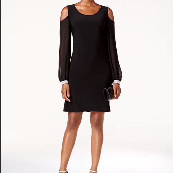 MSK Dresses & Skirts - MSK Black Sheer Cold Shoulder Evening Dress